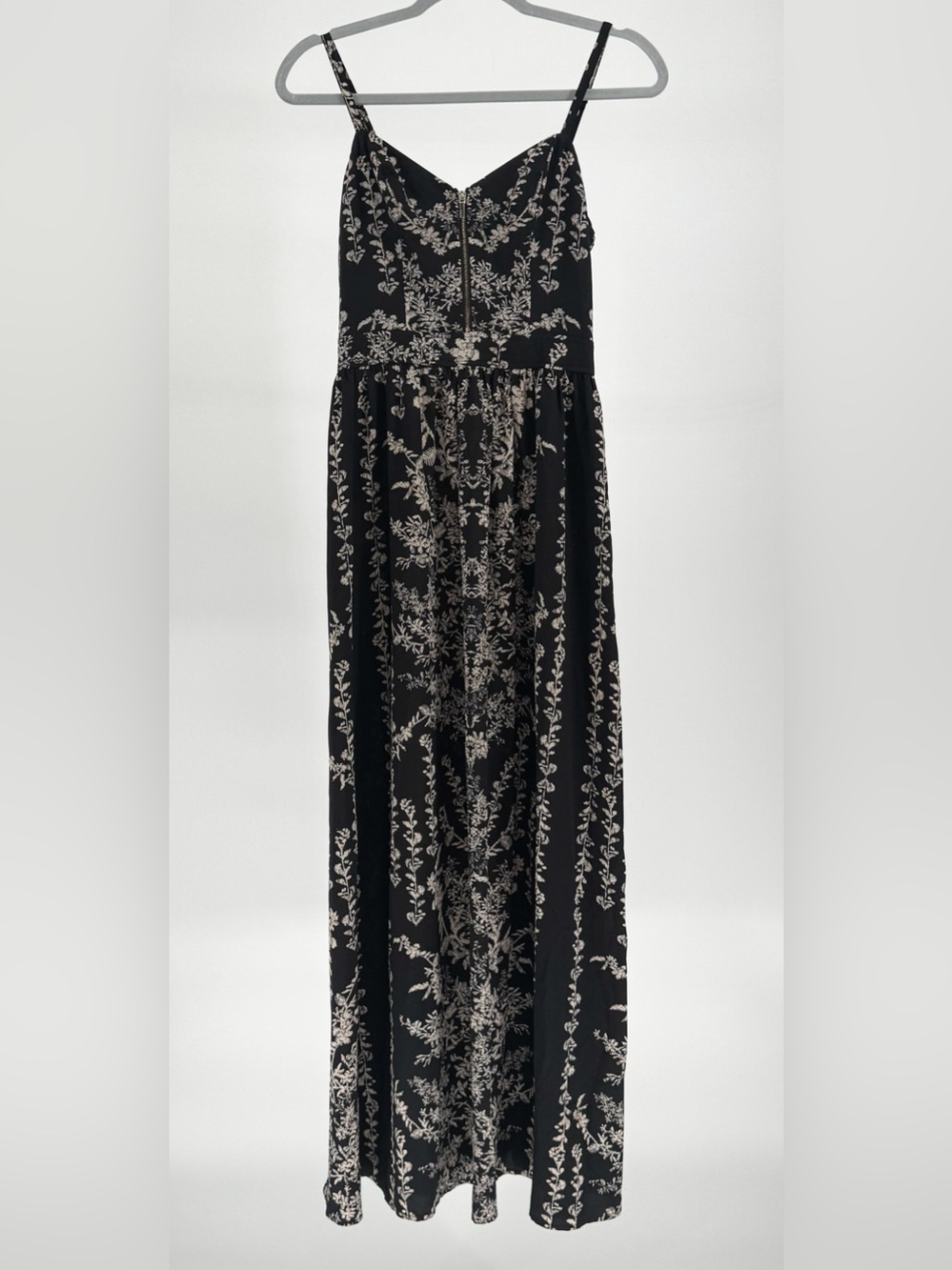 Bebe | Black Midi Dress with Gold Floral Detail - Picture 4 of 8